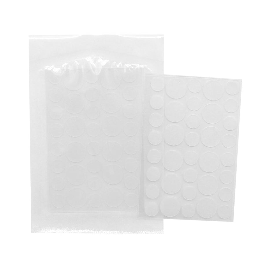 Two sheets of clear round hydrocolloid spot patches in 12 mm and 8 mm sizes